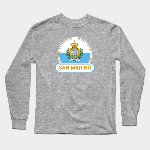 San Marino Country Badge - San Marino Flag Long Sleeve T-Shirt by Yesteeyear